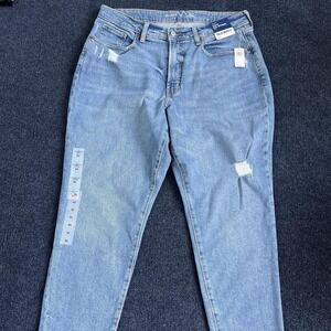 Old Navy Curvy OG Straight Jeans Womens 16 Med Wash Blue High Rise Ankle Denim